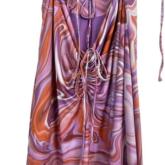 House of CB London Kasia Purple Swirl Print Cut Out Midi Dress Size M - Picture 5 of 12